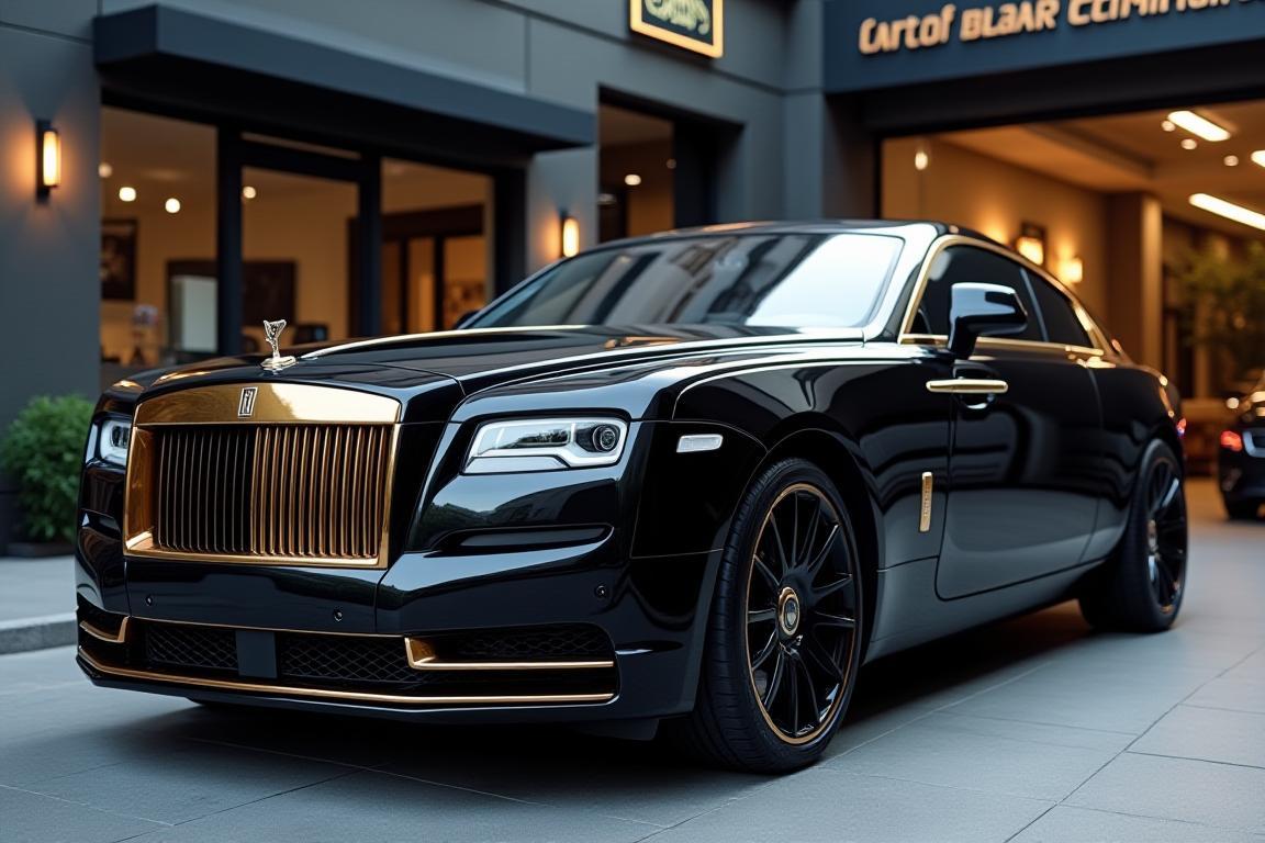Flawlessly detailed luxury car gleaming outside Sterling Shine Detailing shop